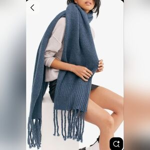 NWOT Free People Indigo Jaden Rib Knit Blanket Scarf